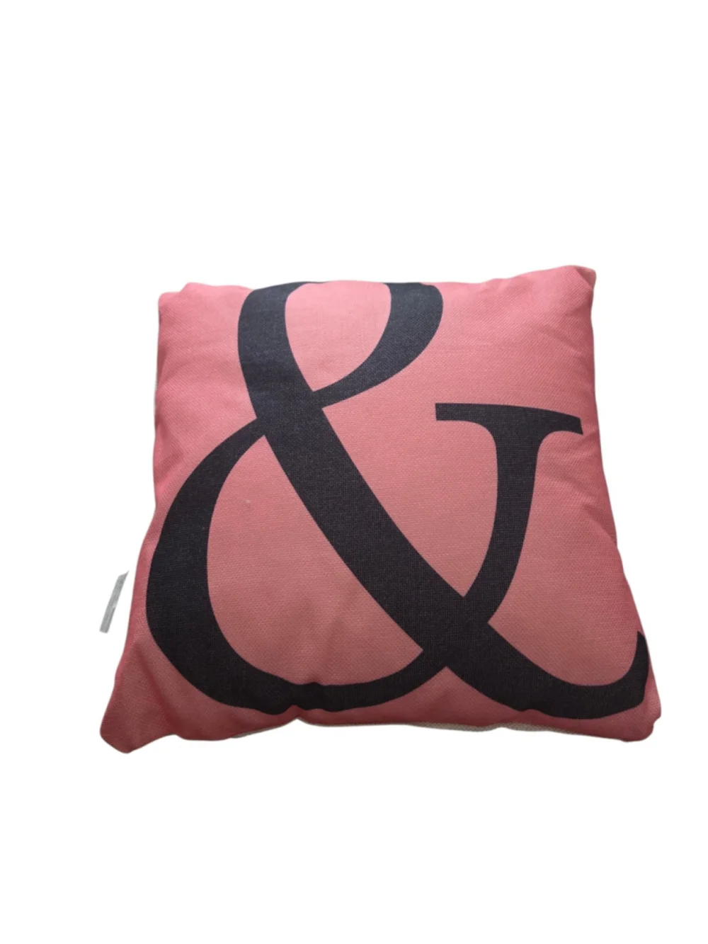 Accent Pillow One Size Pink Black Ampersand Print 16 x 16.